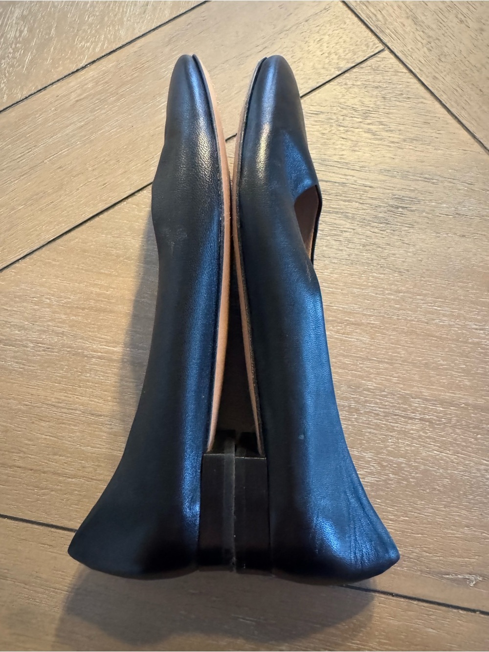 Lewit Black Genuine Leather Rounded Toe Ballet Flats - Made in Italy - Picture 7 of 11